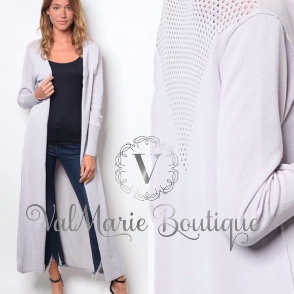 Grey lilac longline cardigan - Picture 2 of 2